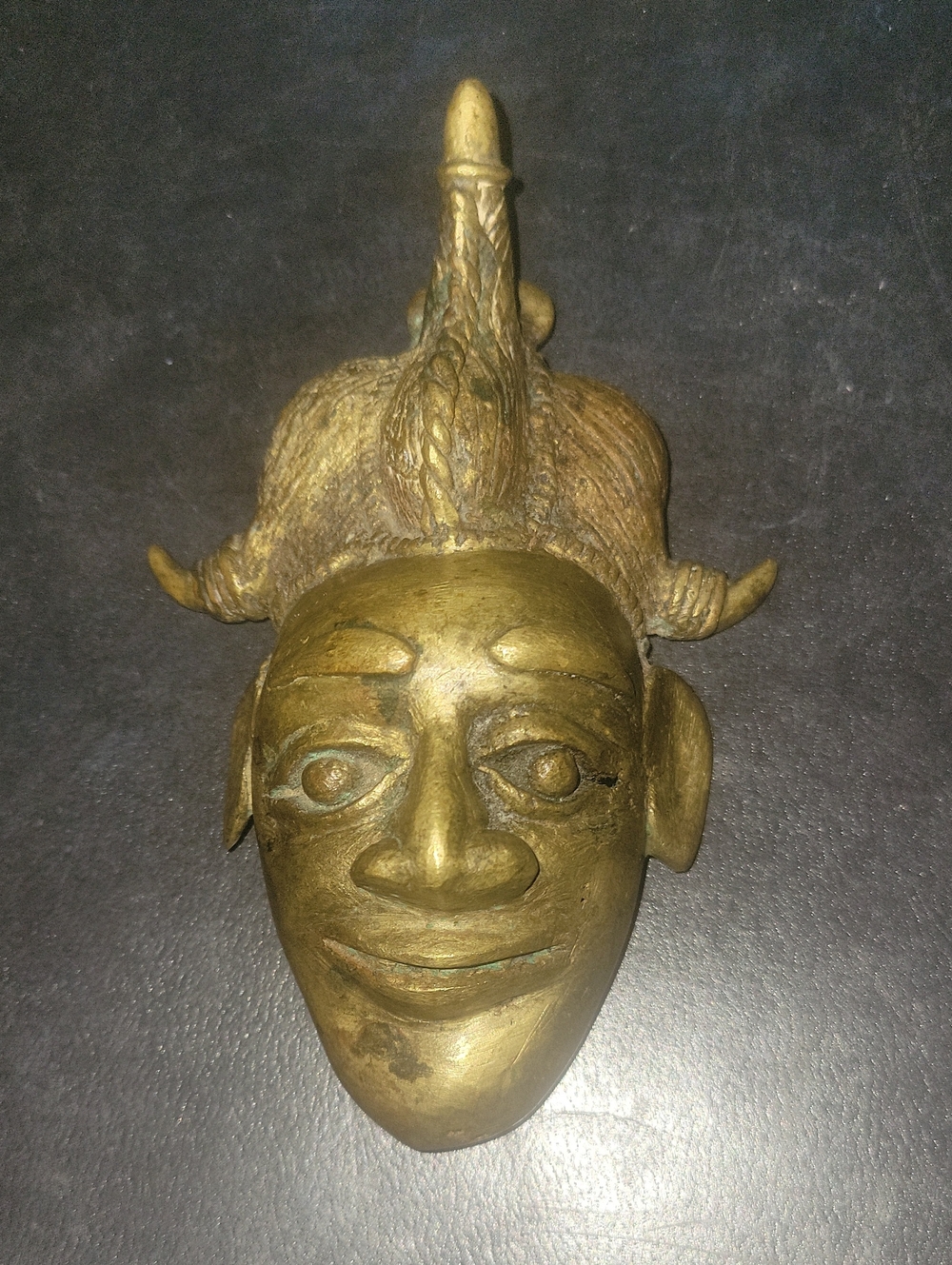 Brass Tribal Mask Wall Art - Gold Finish